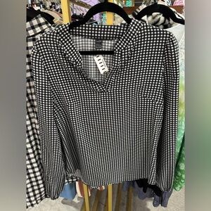 LOFT Black and White Gingham Blouse